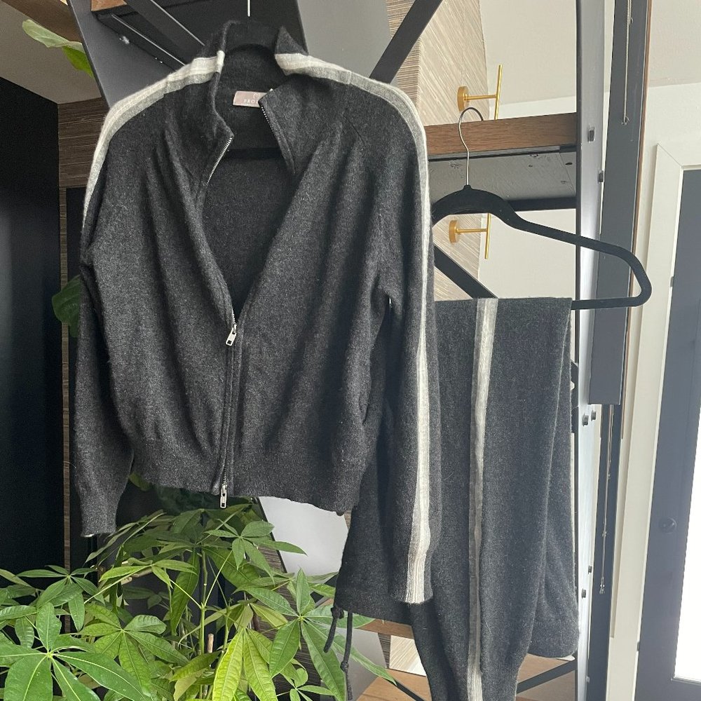BRODIE 2 piece Cashmere Track Suit with zip up front top and pants.